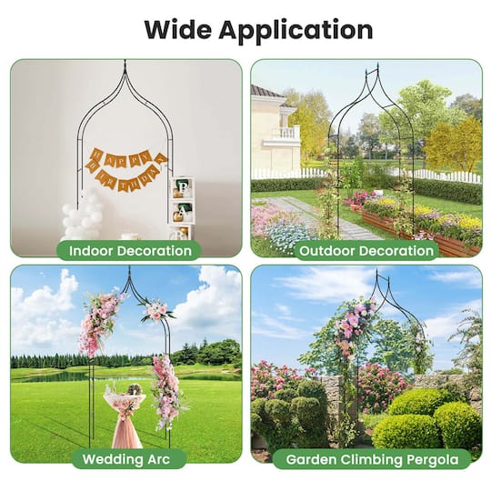 Costway 4.1ft. x 1.3ft. x 9.5ft. Garden Arbor with Multiple Side Crossbars Powder-Coated Metal Tubes